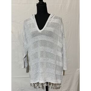 Loft Outlet Lounge Hoodie Sweater Size Medium Grey Tassels Top Casual Oversized